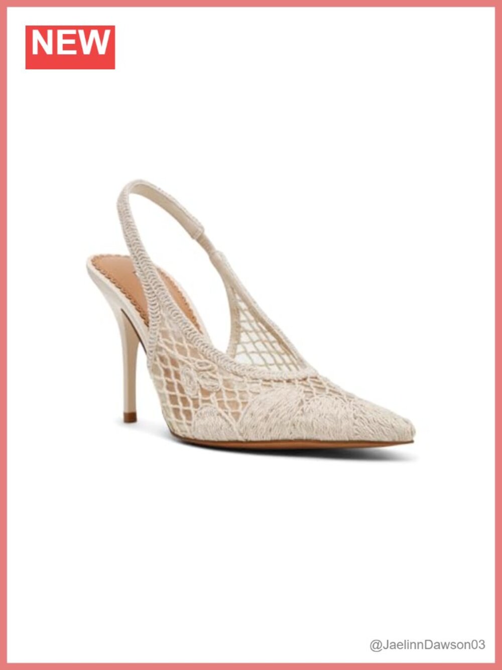 Women's Slingback Stiletto Pump, Pointed Toe Crochet Heel
